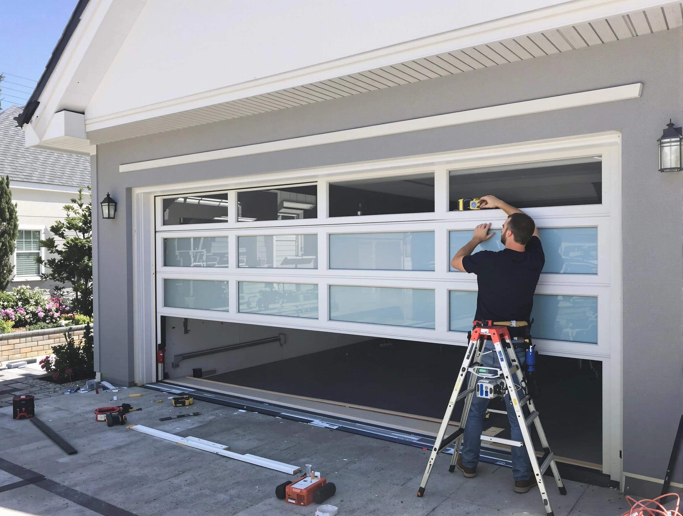 Richmond Garage Door Repair team performing garage door replacement in Richmond