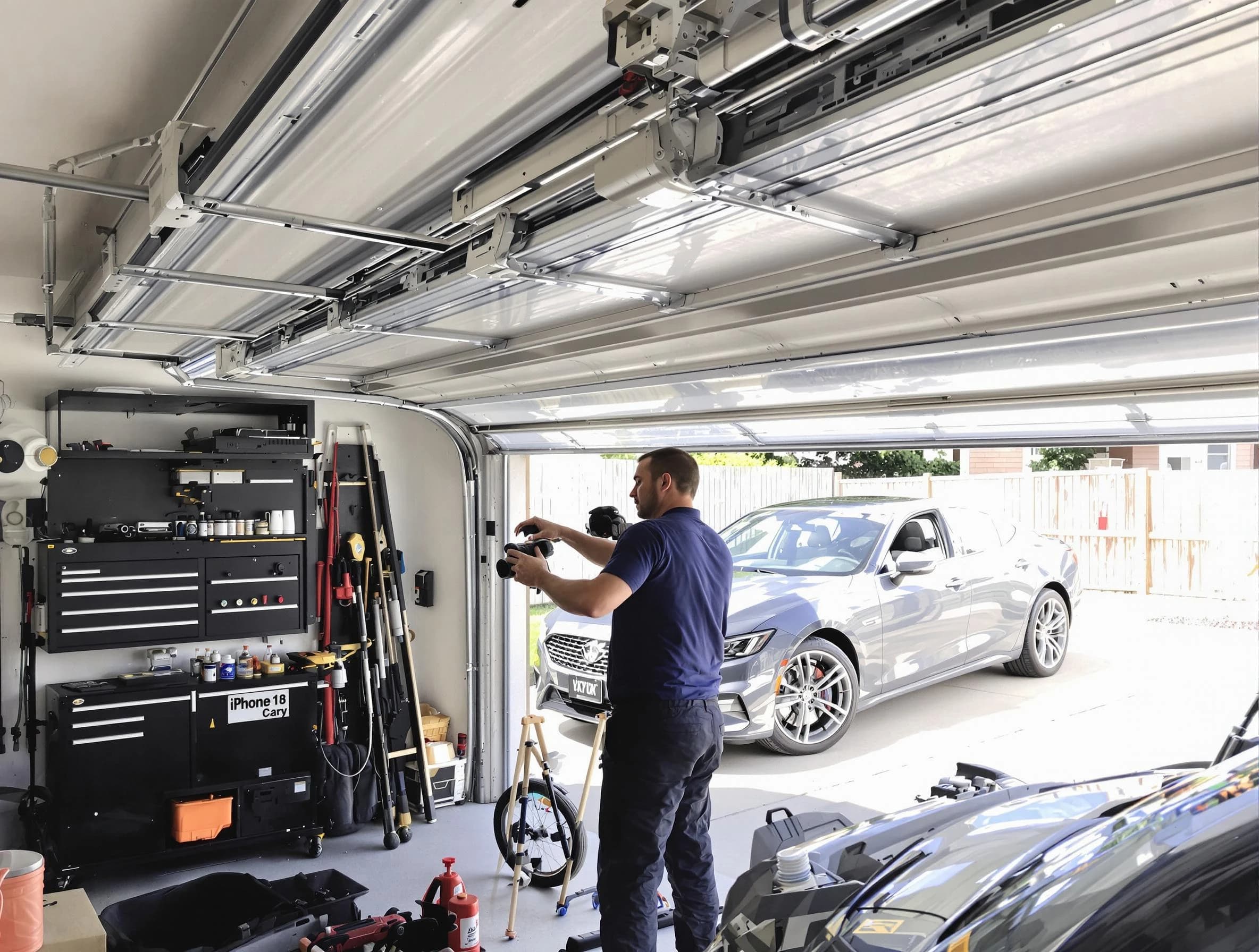 Richmond Garage Door Repair technician fixing noisy garage door in Richmond