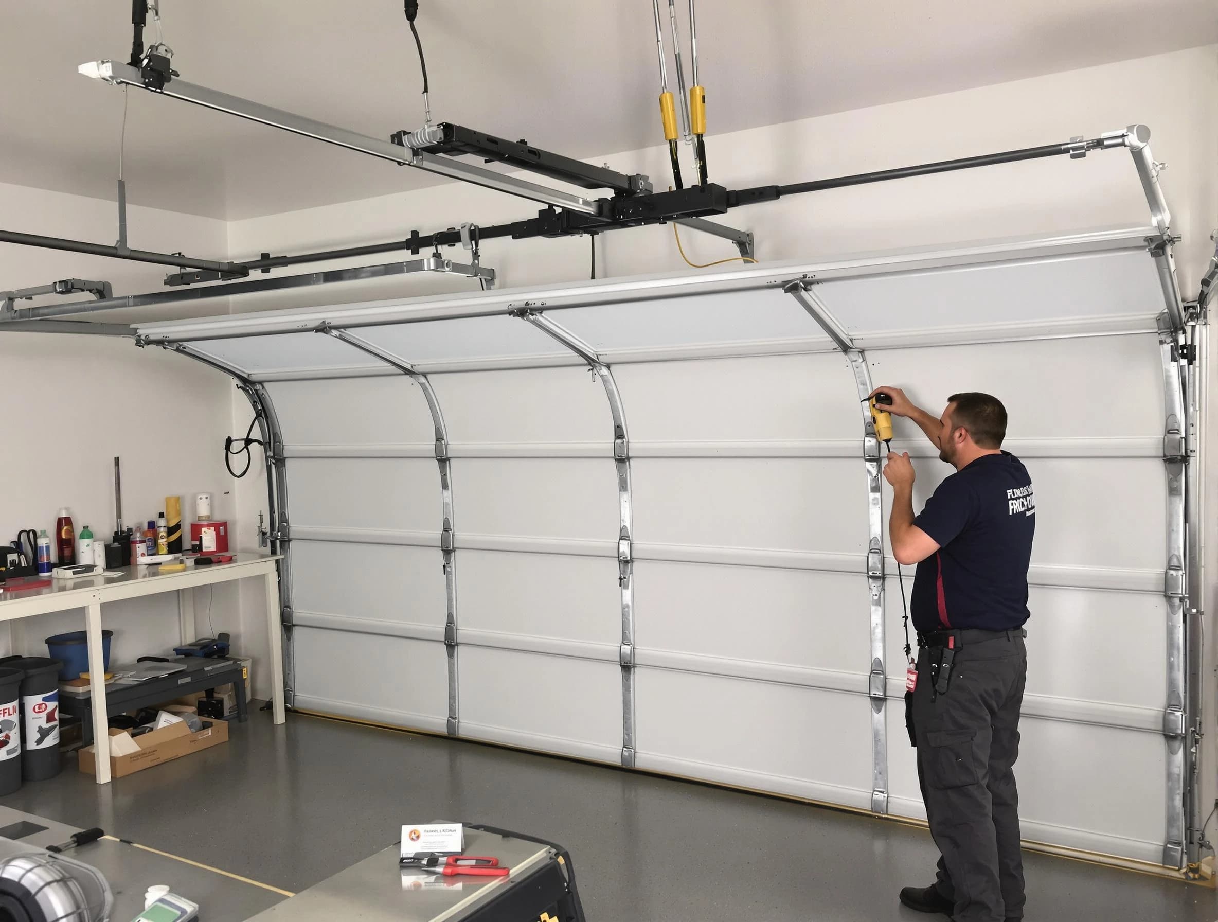 Richmond Garage Door Repair certified technician performing overhead door system repair in Richmond