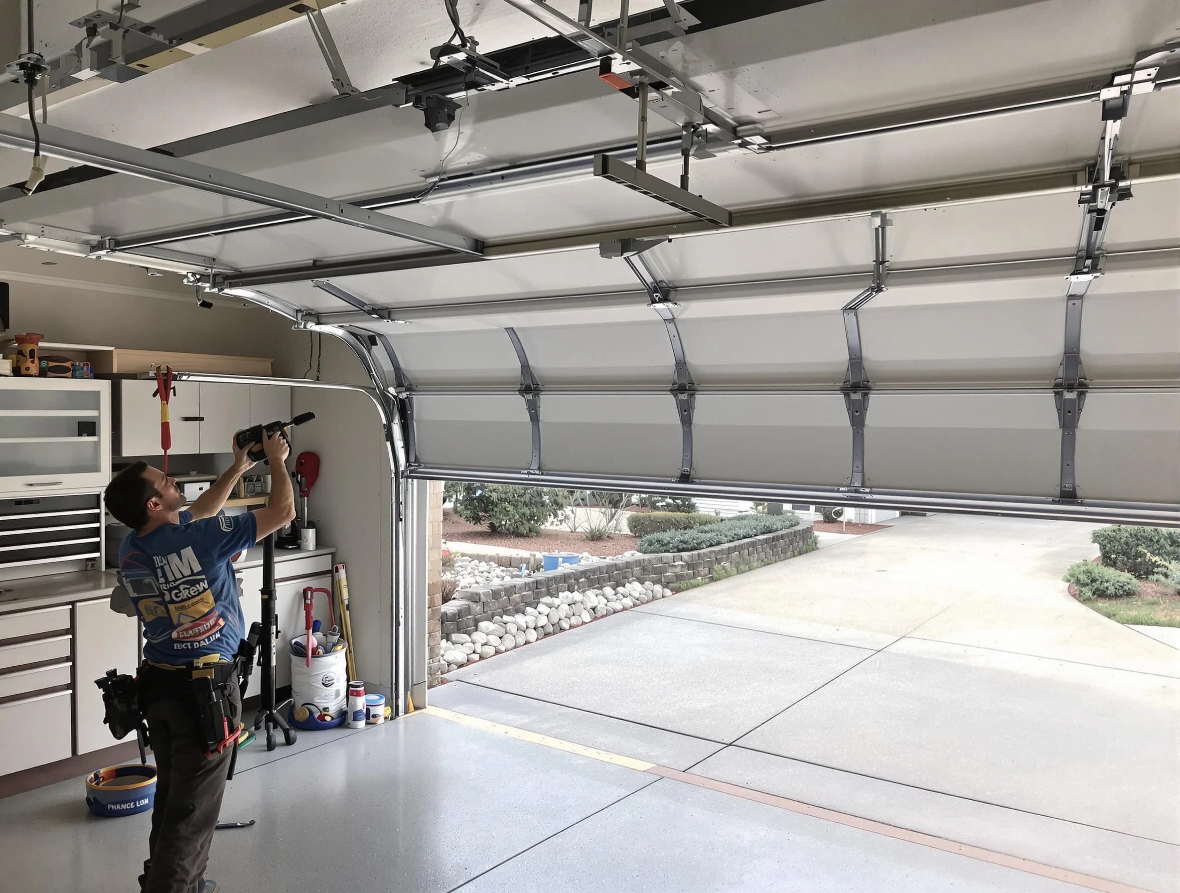 Garage door track repair service by Richmond Garage Door Repair in Richmond