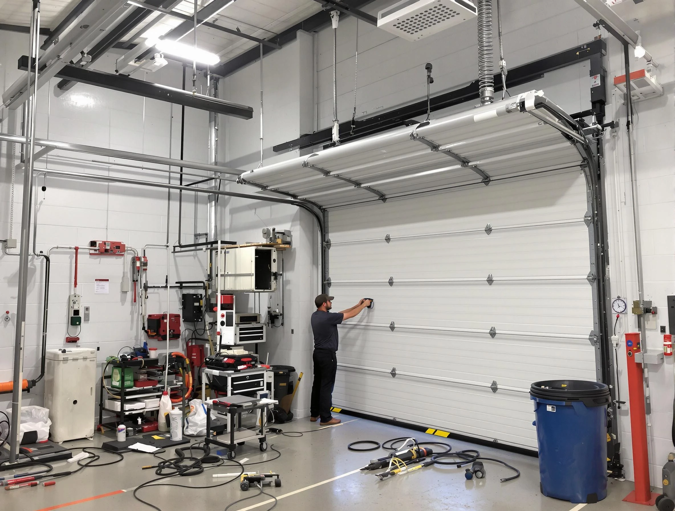 Richmond Garage Door Repair certified technician performing commercial door repair at a Richmond business facility