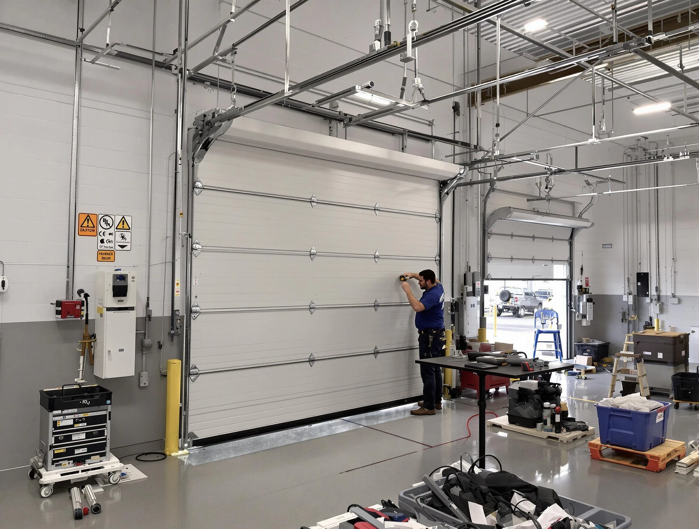 Commercial garage door repair being performed by Richmond Garage Door Repair expert in Richmond