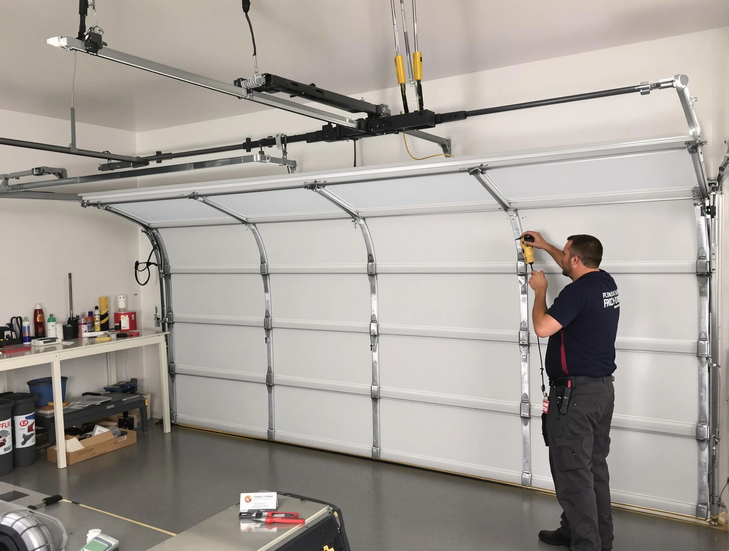 Richmond Garage Door Repair certified technician performing overhead door system repair in Richmond