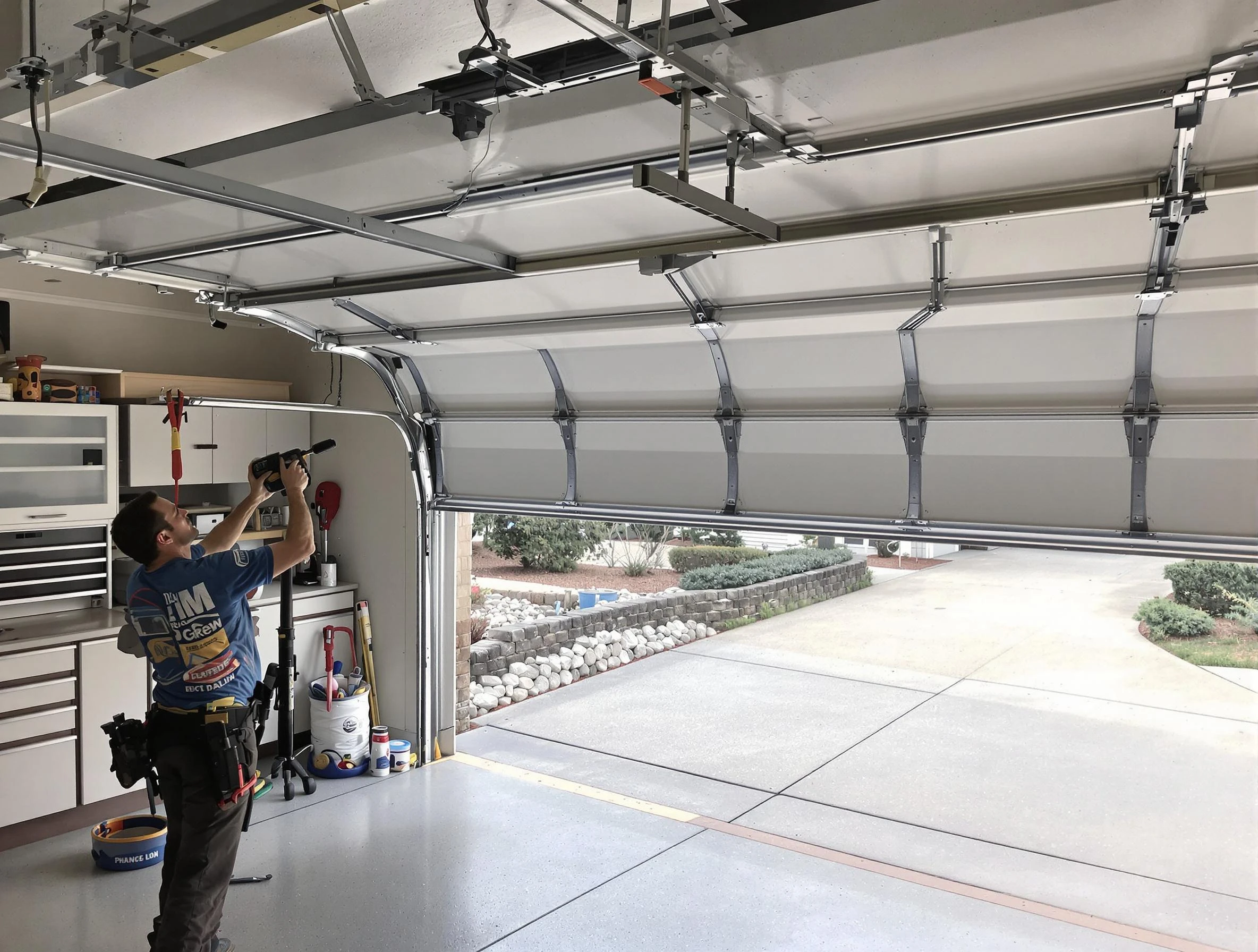 Garage door track repair service by Richmond Garage Door Repair in Richmond